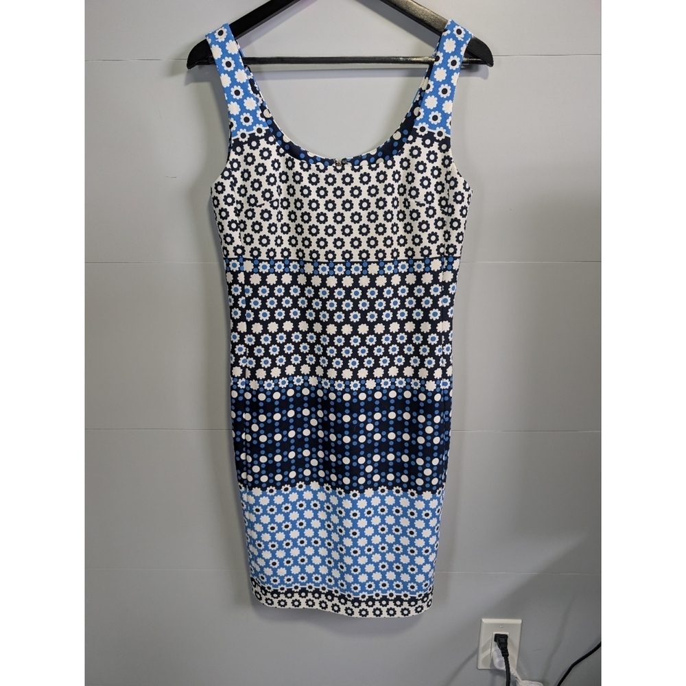 Karl Lagerfield Blue and Black Floral And Circles Dress